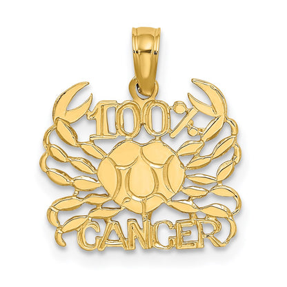 14K Yellow Gold 100% Cancer Zodiac Charm