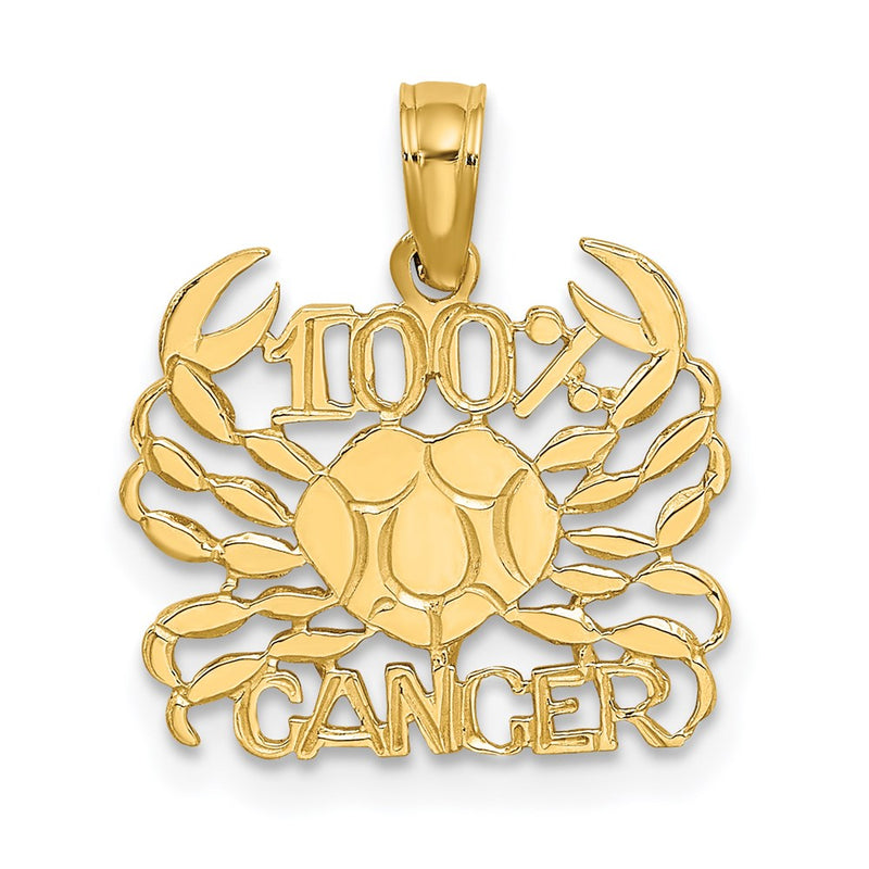 14K Yellow Gold 100% Cancer Zodiac Charm