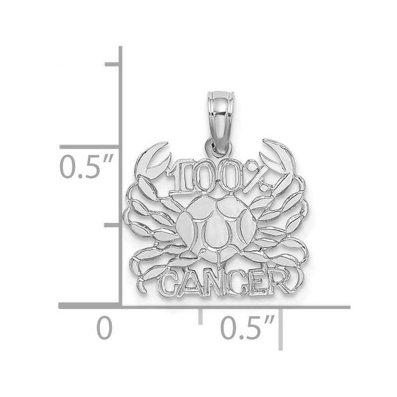 14K White Gold Wg 100% Cancer Zodiac Charm