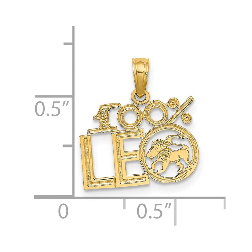 14K Yellow Gold 100% Leo Zodiac Charm