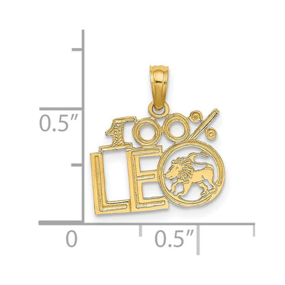 14K Yellow Gold 100% Leo Zodiac Charm