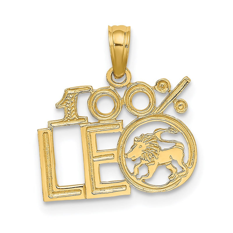 14K Yellow Gold 100% Leo Zodiac Charm