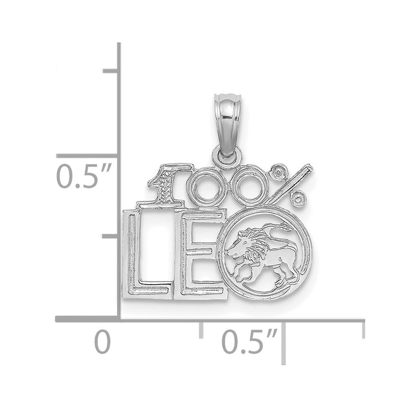 14K White Gold Wg 100% Leo Zodiac Charm