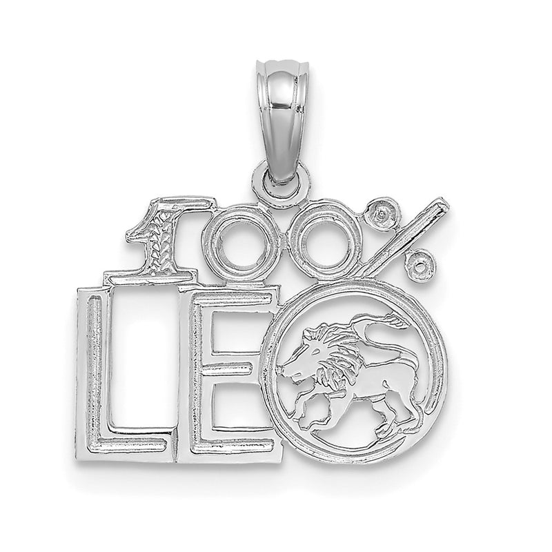 14K White Gold Wg 100% Leo Zodiac Charm