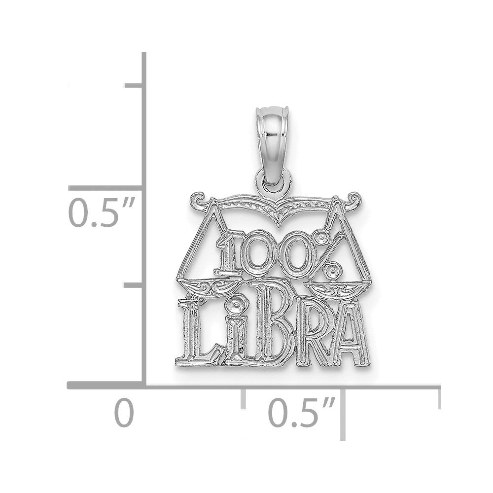 14K White Gold Wg 100% Libra Zodiac Charm