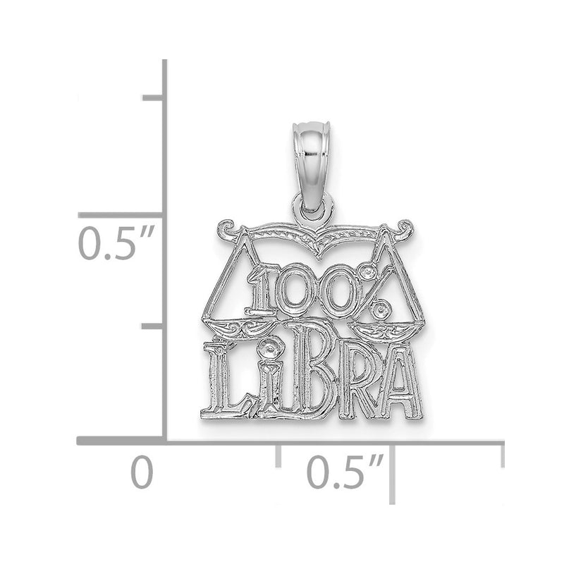 14K White Gold Wg 100% Libra Zodiac Charm