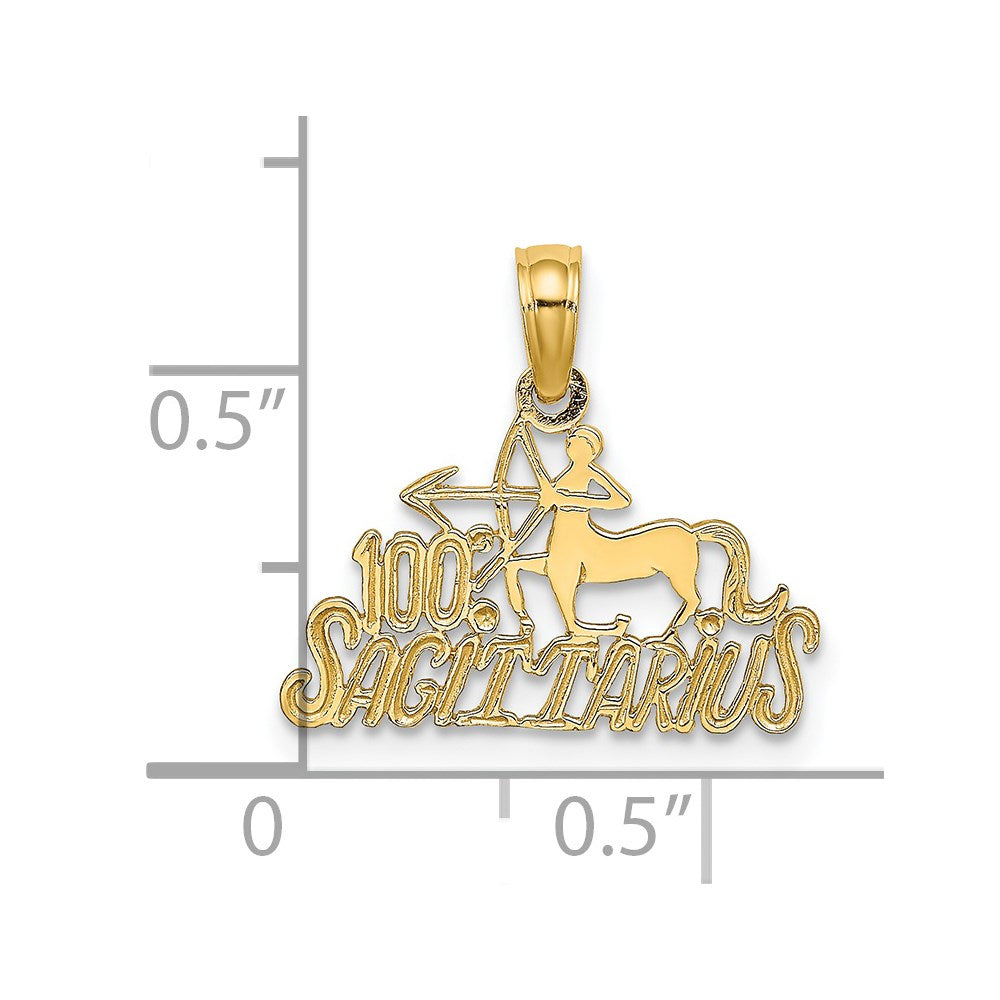 14K Yellow Gold 100% Sagittarius Zodiac Charm