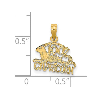 14K Yellow Gold 100% Capricorn Zodiac Charm