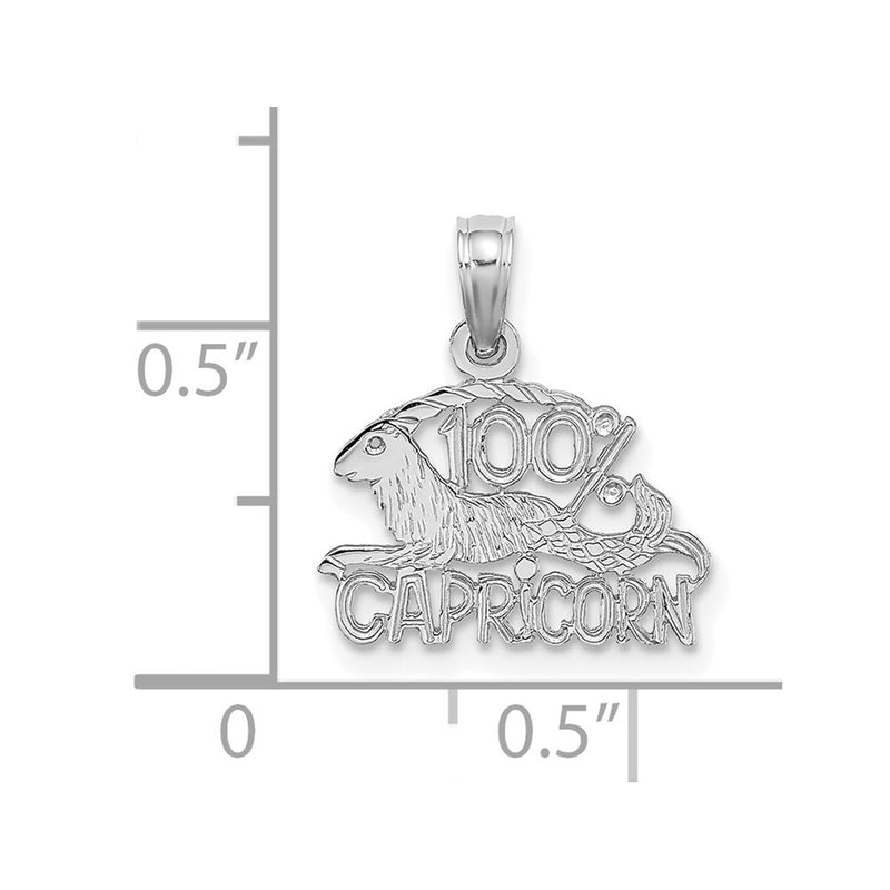 14K White Gold Wg 100% Capricorn Zodiac Charm