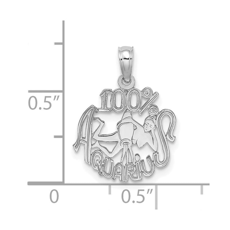 14K White Gold Wg 100% Aquarius Zodiac Charm