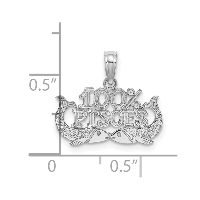 14K White Gold Wg 100% Pisces Zodiac Charm