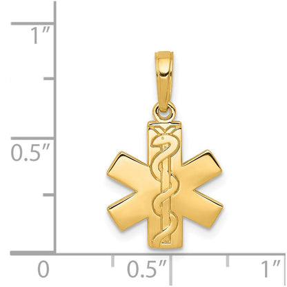 14K Yellow Gold Paramedic/Emt Symbol Pendant