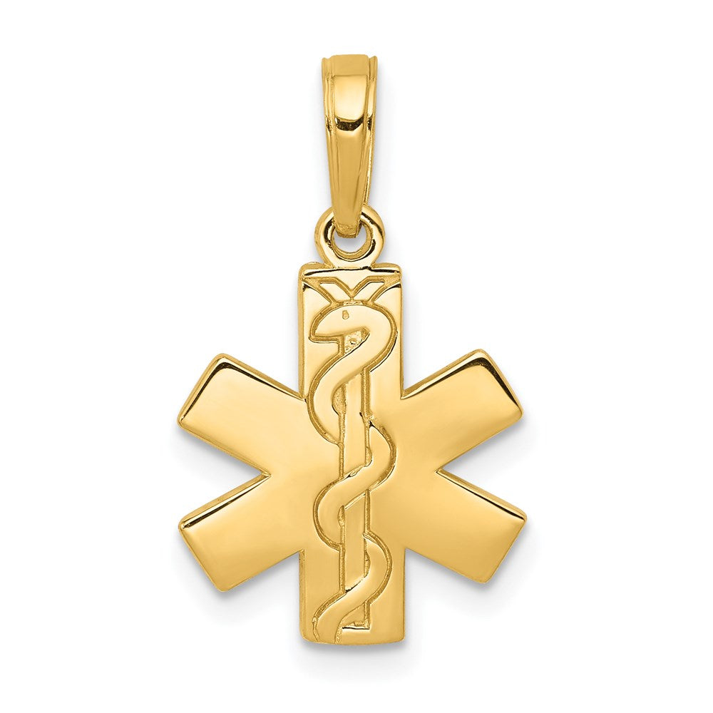 14K Yellow Gold Paramedic/Emt Symbol Pendant