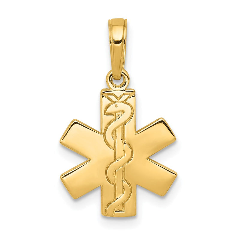 14K Yellow Gold Paramedic/Emt Symbol Pendant