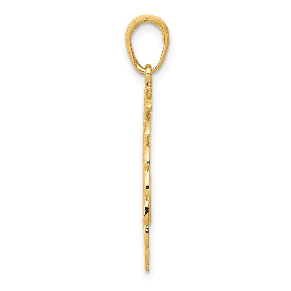 14K Yellow Gold Cut-Out Head Dress Pendant