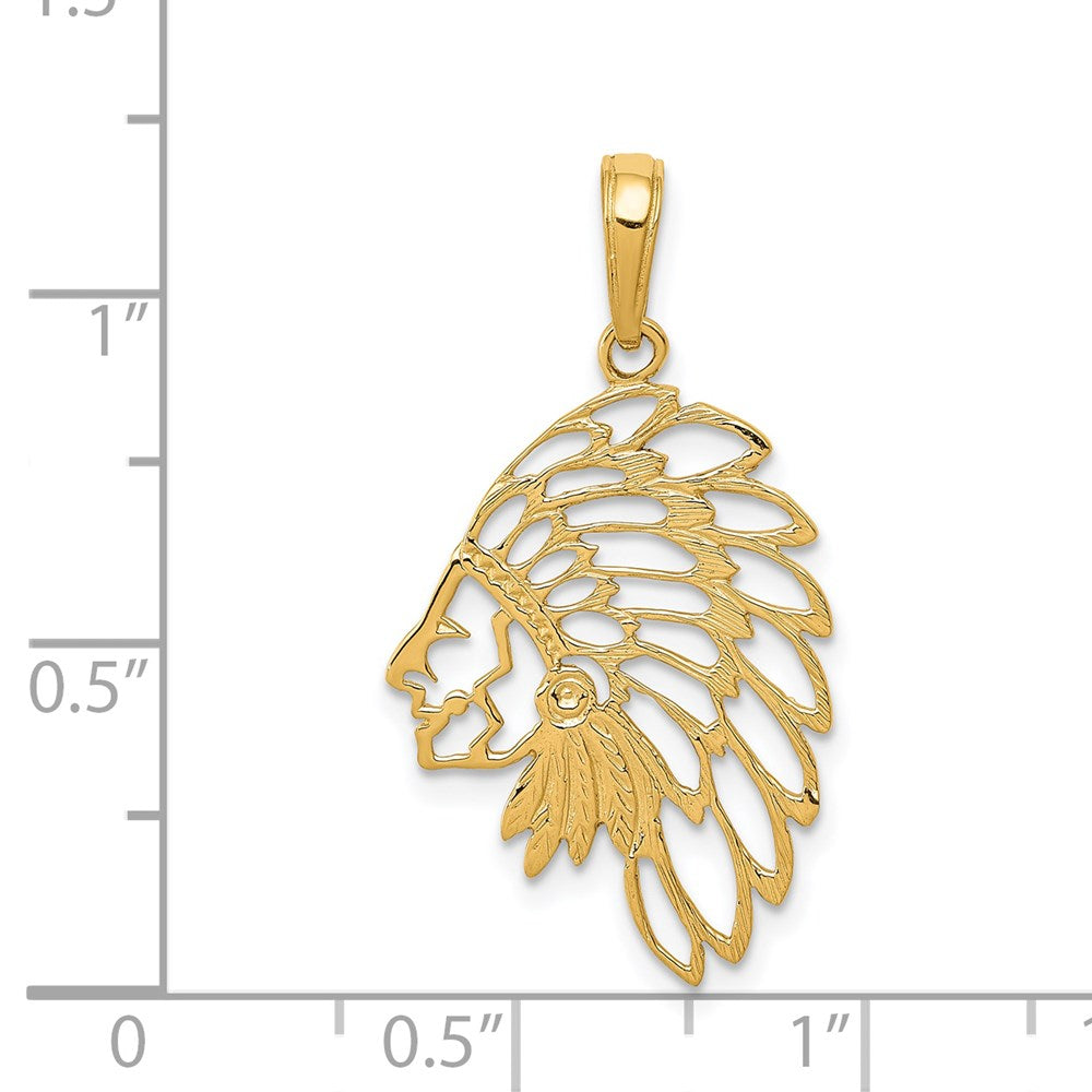 14K Yellow Gold Cut-Out Head Dress Pendant