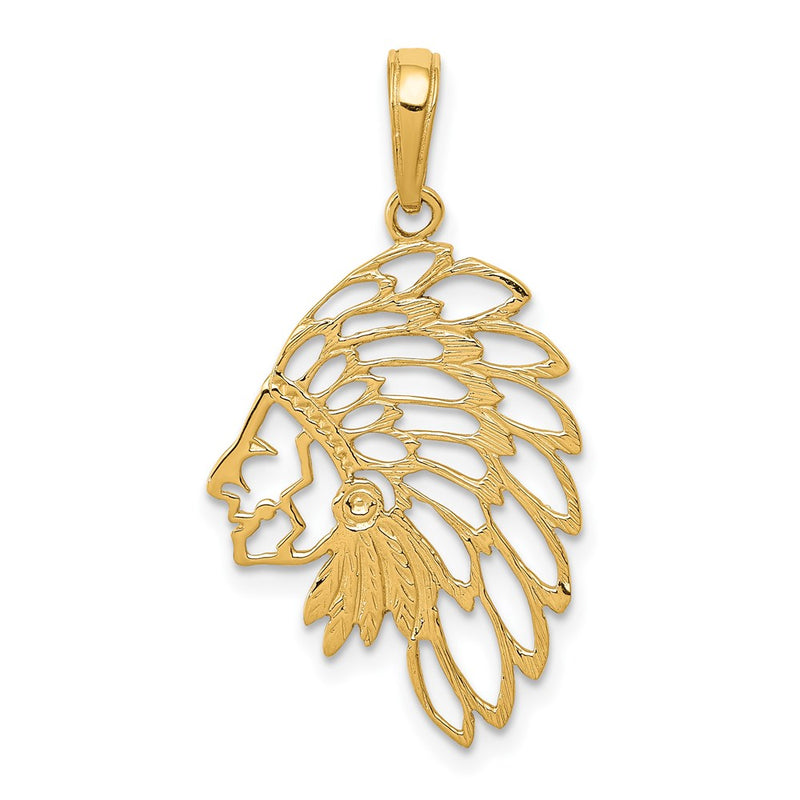 14K Yellow Gold Cut-Out Head Dress Pendant