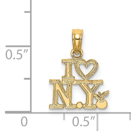 14K Yellow Gold I Heart Ny Charm