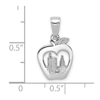 14K White Gold New York Skyline in Apple Pendant