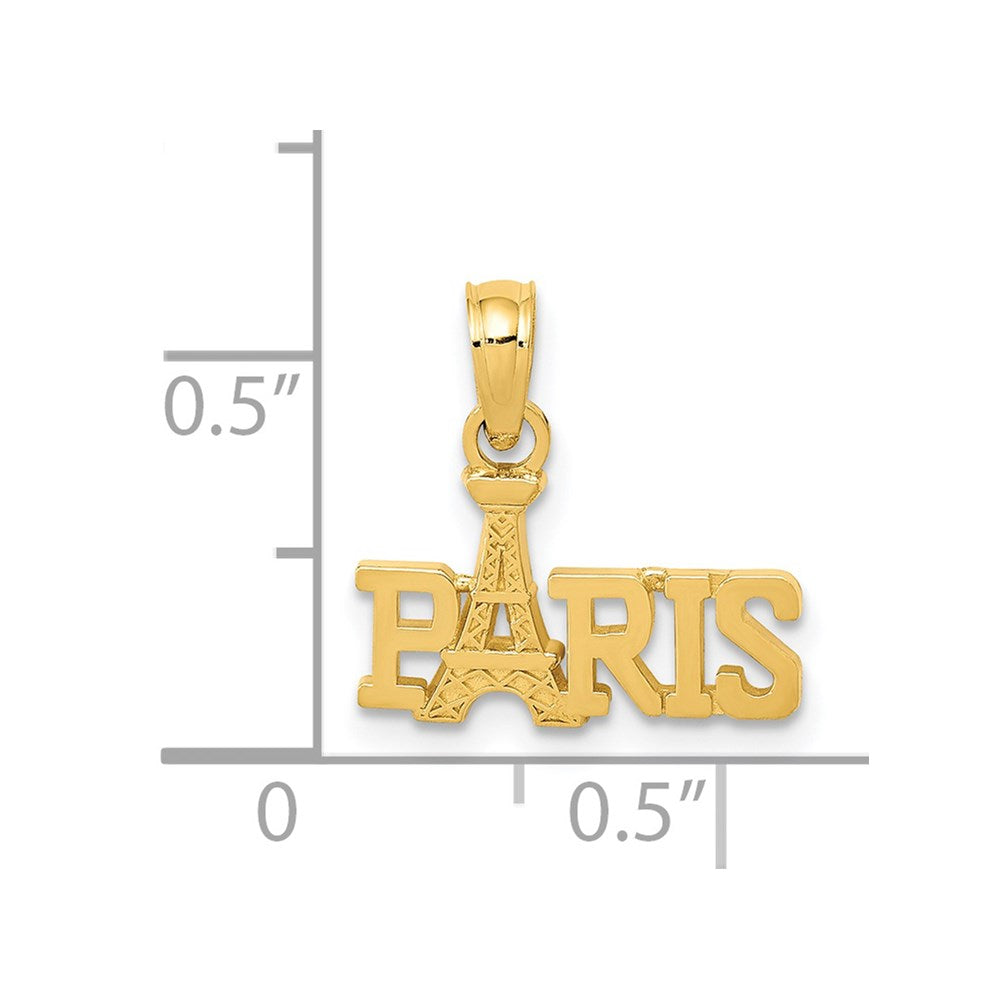 14K Yellow Gold Paris With Eiffel Tower Pendant