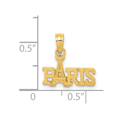 14K Yellow Gold Paris With Eiffel Tower Pendant