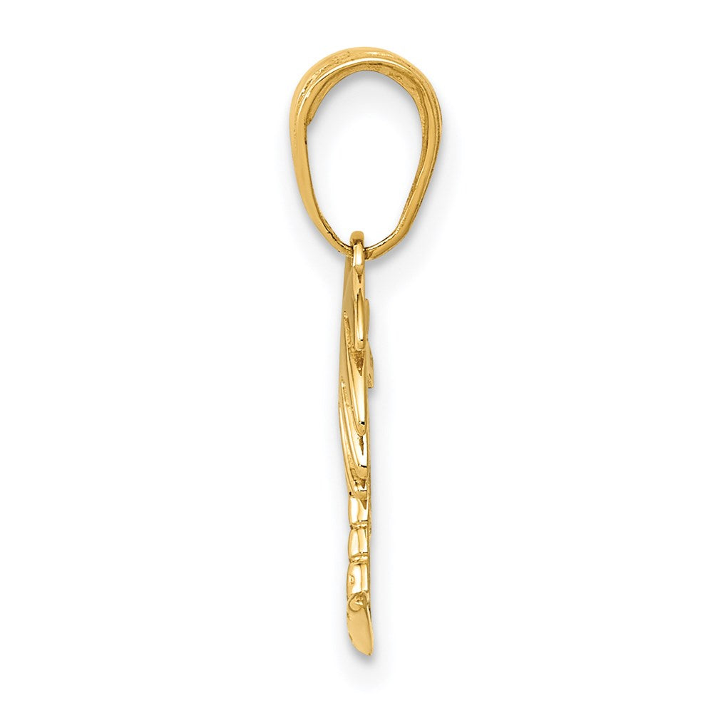 14K Yellow Gold Charleston Palm Tree With Moon Pendant