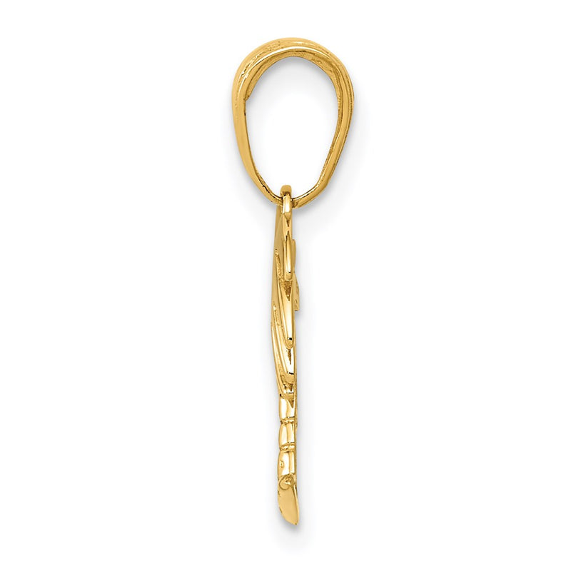 14K Yellow Gold Charleston Palm Tree With Moon Pendant