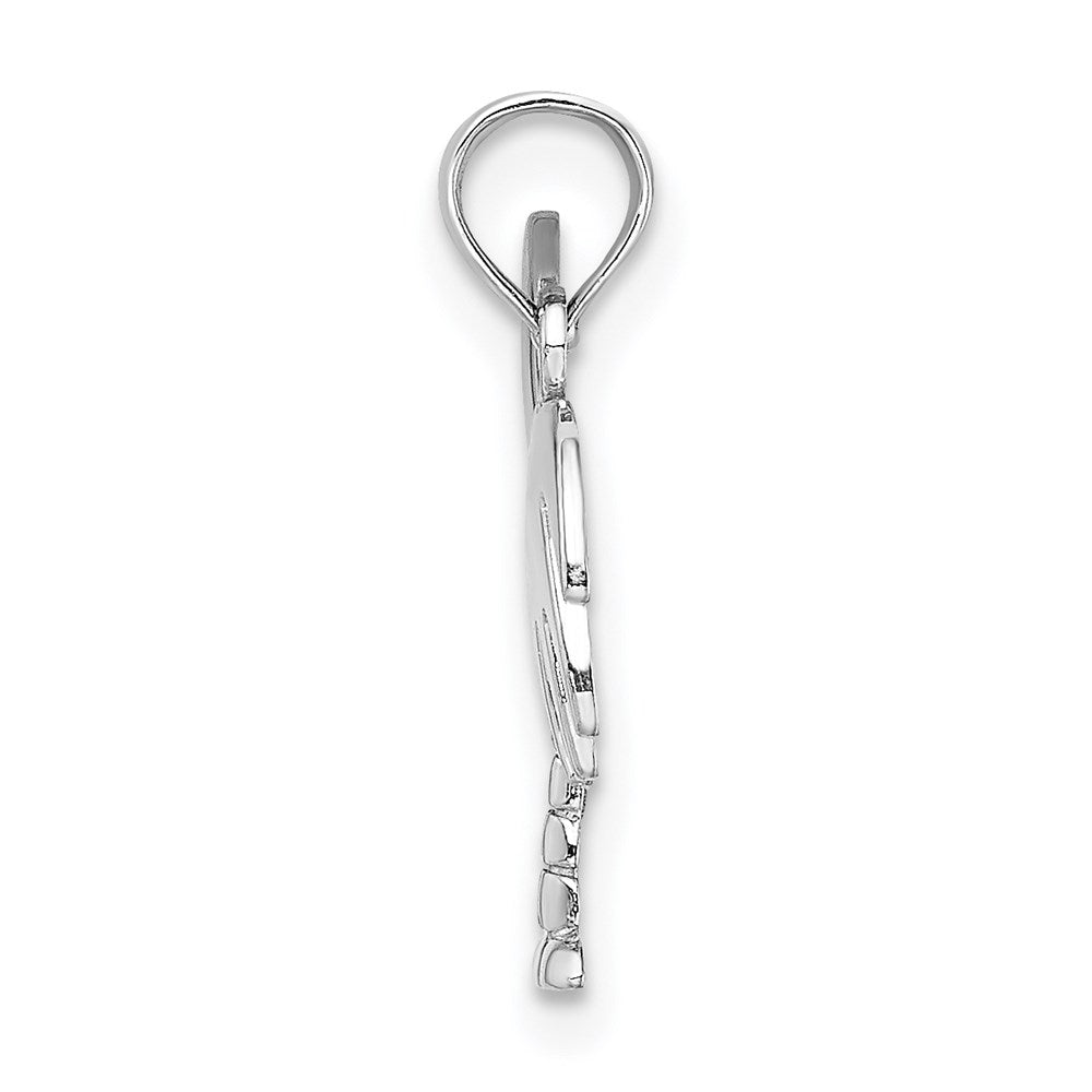 14K White Gold Polished Charleston Palm Tree W/ Moon Charm