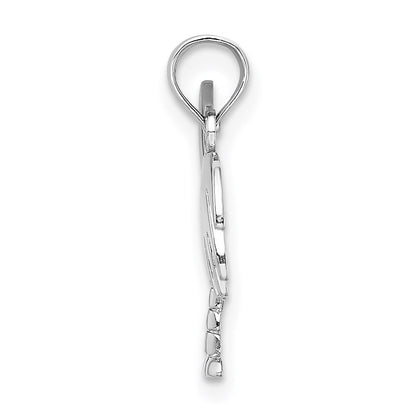 14K White Gold Polished Charleston Palm Tree W/ Moon Charm