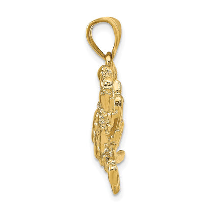 10K Yellow Gold Blue Crab Pendant