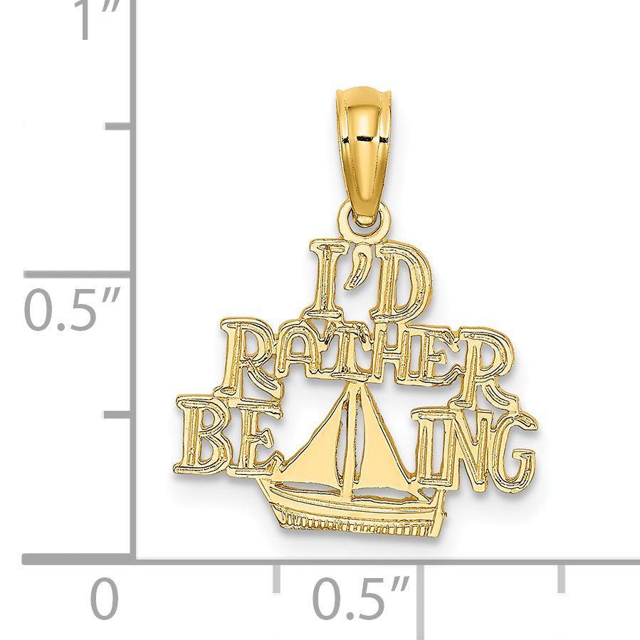 14K Yellow Gold I'D Rather Be Sailing Charm