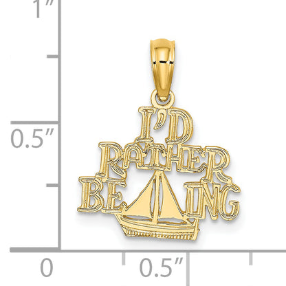 14K Yellow Gold I'D Rather Be Sailing Charm
