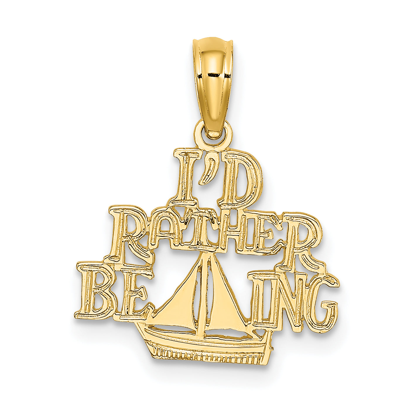 14K Yellow Gold I'D Rather Be Sailing Charm