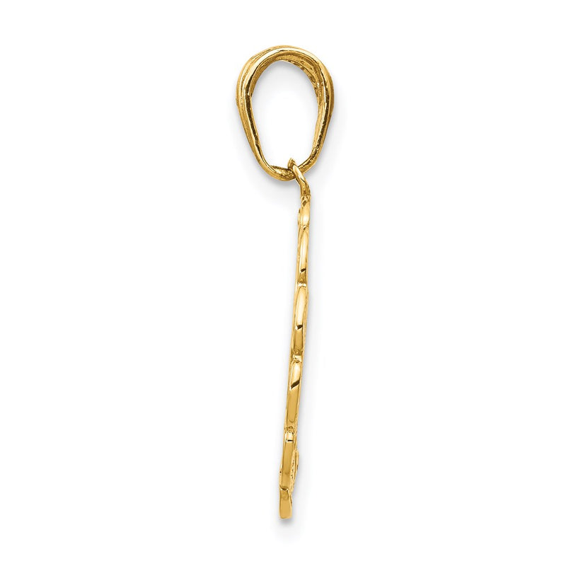 14K Yellow Gold Hummingbird W/Flower In Frame Pendant