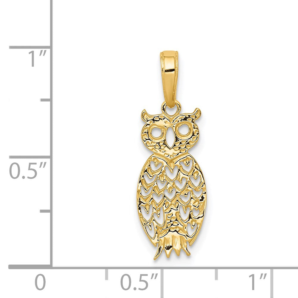 14K Yellow Gold Owl Pendant