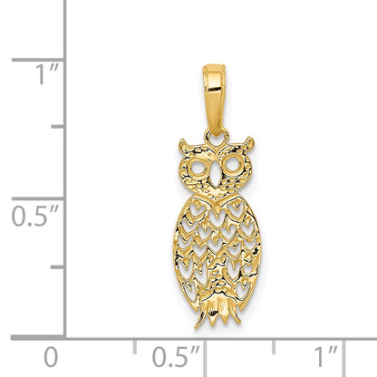 14K Yellow Gold Owl Pendant