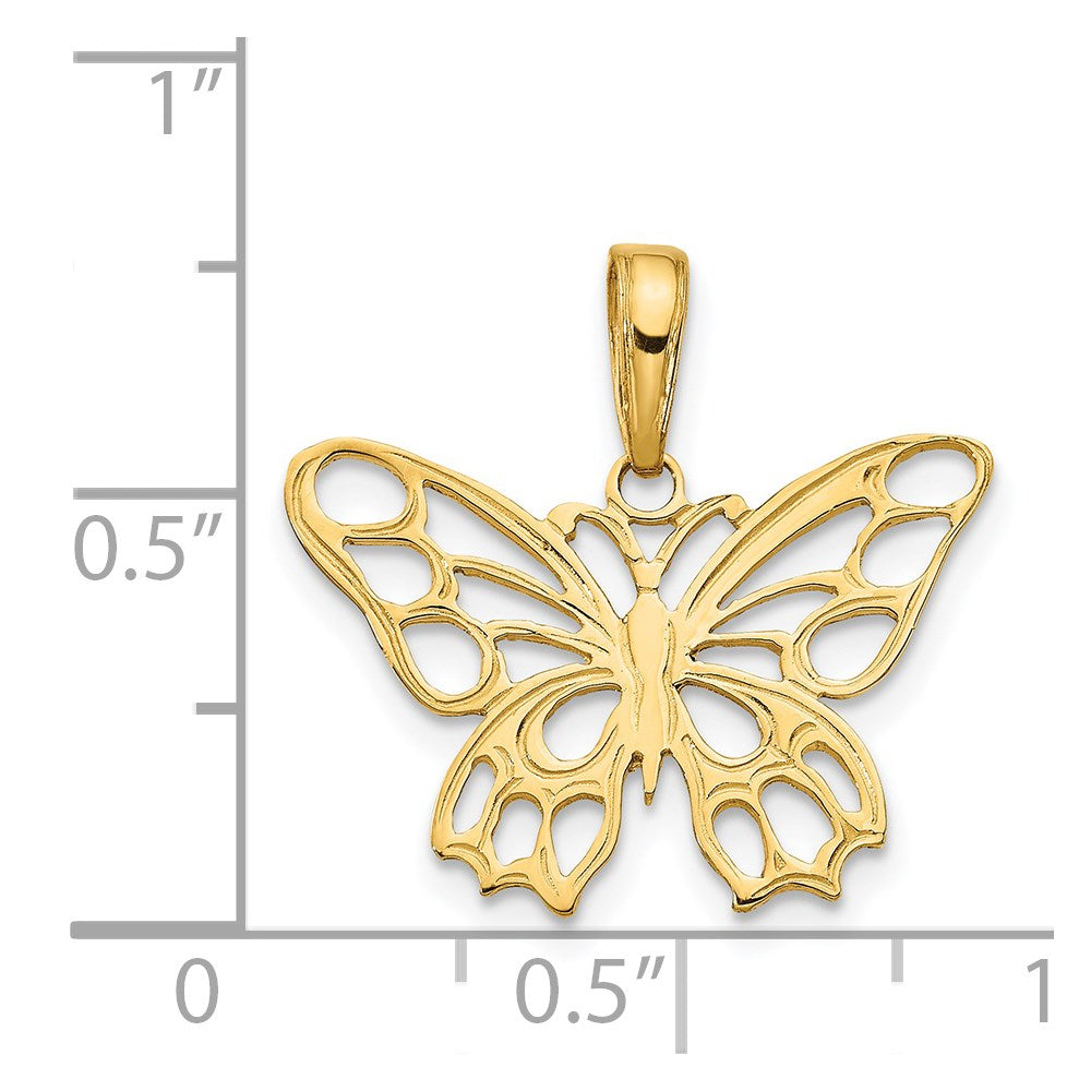 14K Yellow Gold Butterfly Cut-Out Pendant