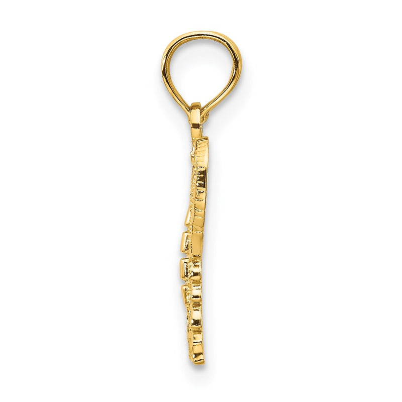 14K Yellow Gold Diamond-Cut Butterfly Pendant