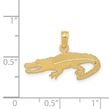 14K Yellow Gold Textured Alligator Pendant