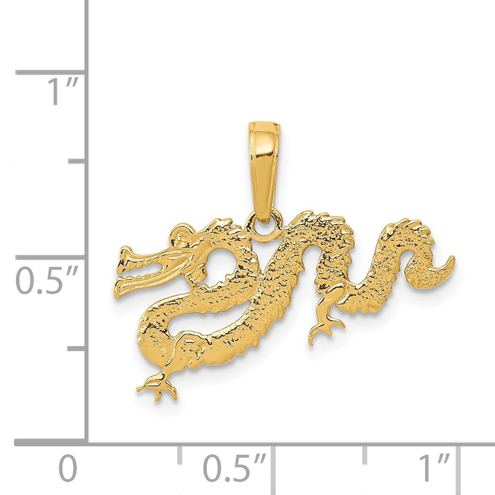 14K Yellow Gold Dragon Pendant