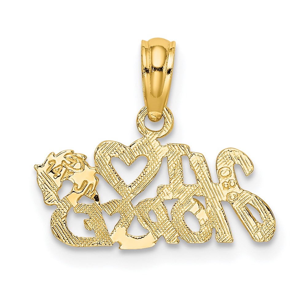 14K Yellow Gold I Heart Horses Charm