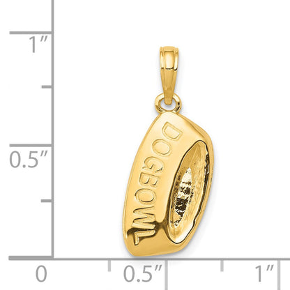 14K Yellow Gold Dog Bowl Pendant