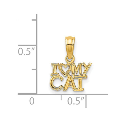 14K Yellow Gold I Heart My Cat Charm