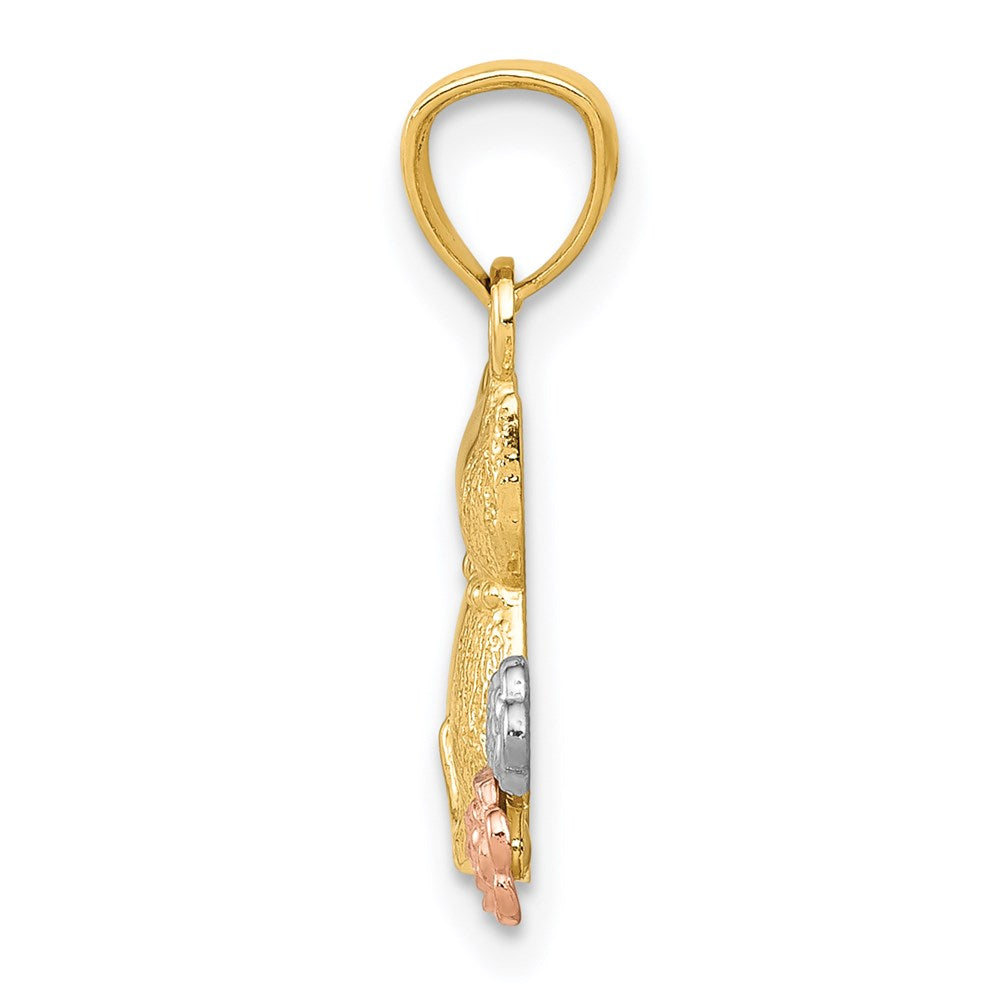 14K Two-Tone W/White Rhodium Cats Pendant