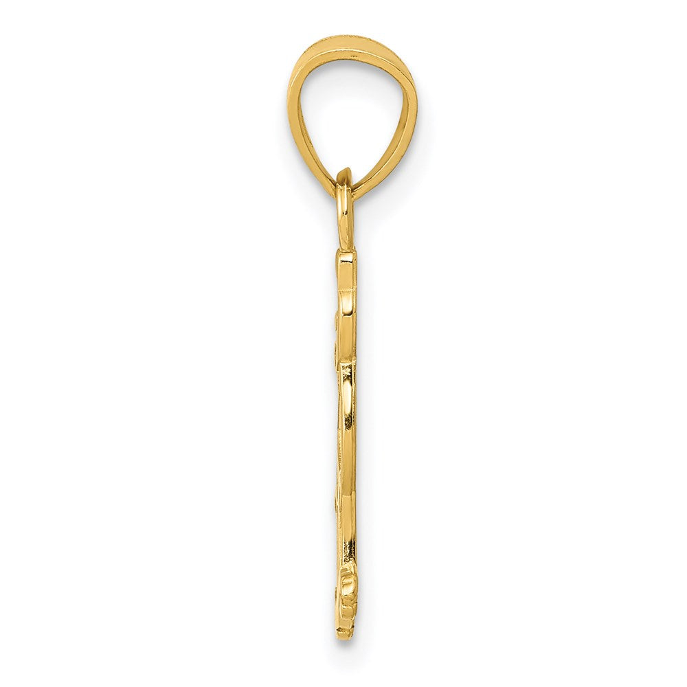 14K Yellow Gold I Heart My Cat On Reverse Pendant