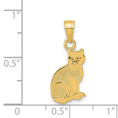 14K Yellow Gold I Heart My Cat On Reverse Pendant