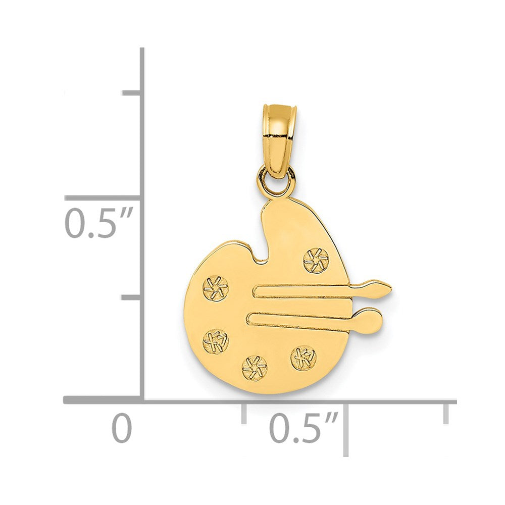 14K Yellow Gold Paint Pallet And Brushes Charm