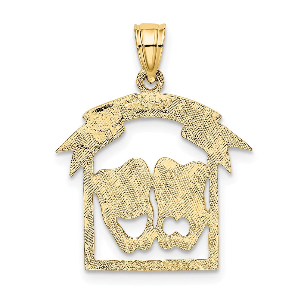 14K Yellow Gold Comedy/Tragedy Drama Story In Frame Charm