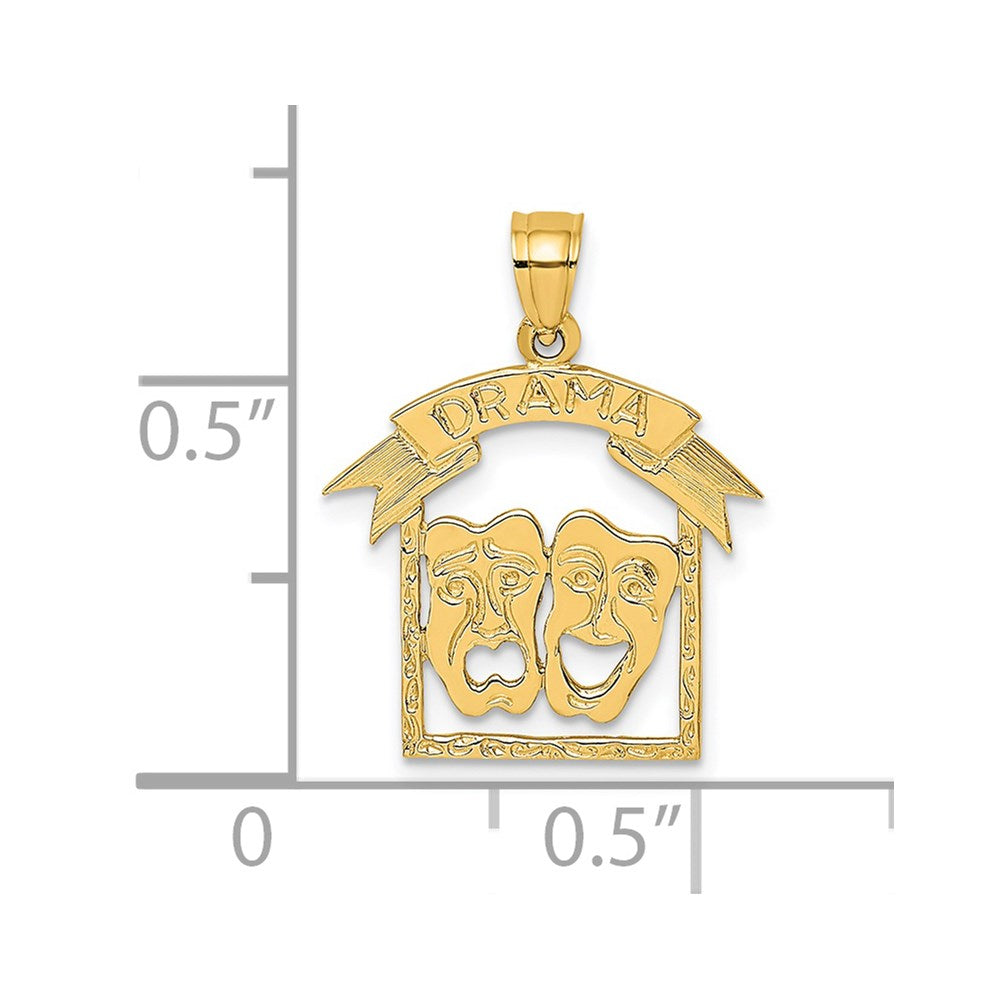 14K Yellow Gold Comedy/Tragedy Drama Story In Frame Charm