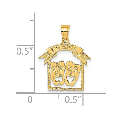 14K Yellow Gold Comedy/Tragedy Drama Story In Frame Charm